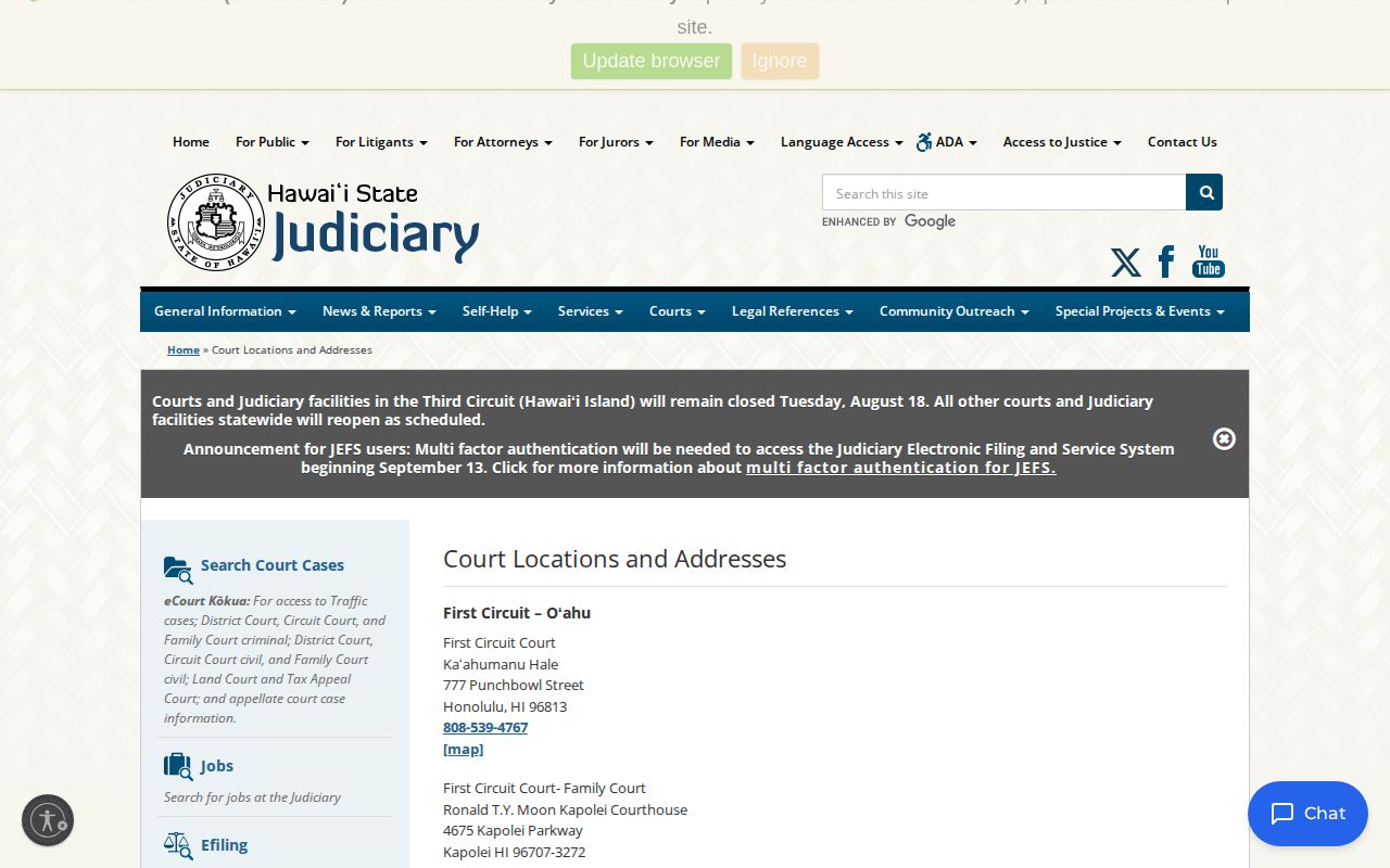 Molokai District Court and Second Circuit contact source for Kalawao County warrant follow-up