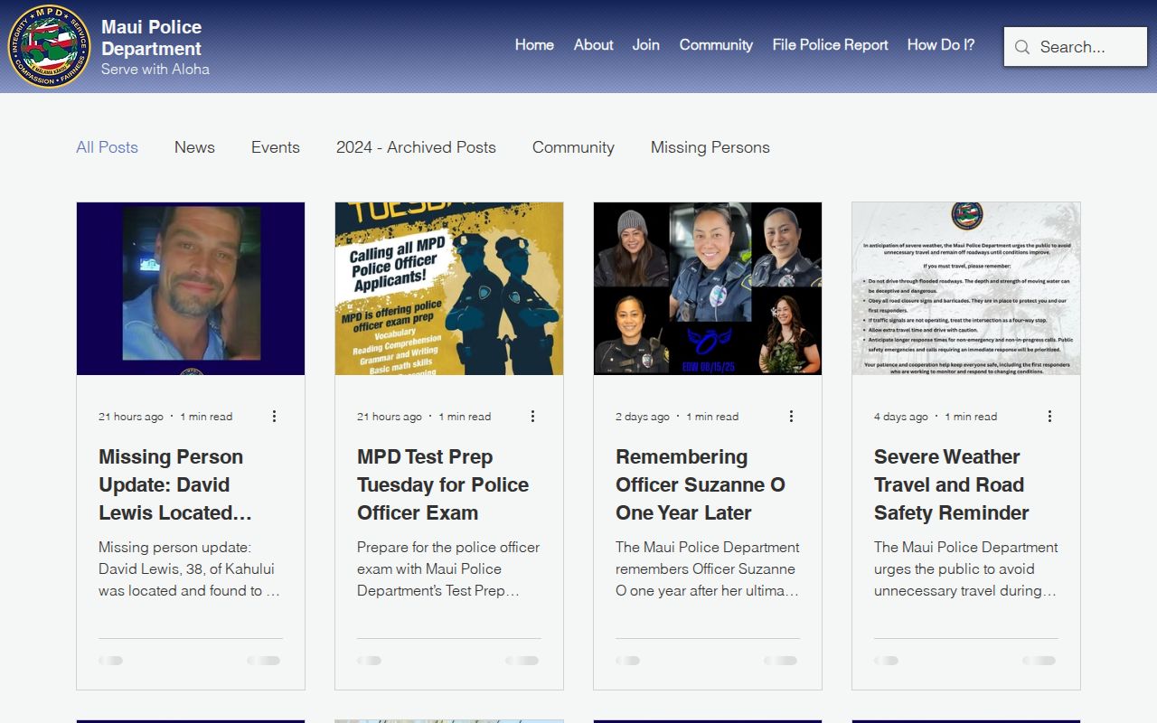 Maui Police News and Events source for the Kalawao County anchor page